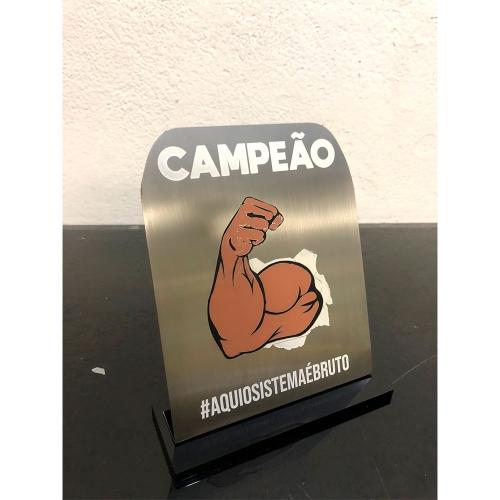 Troféu em aço 20x20 cm -230trofelemacopeq