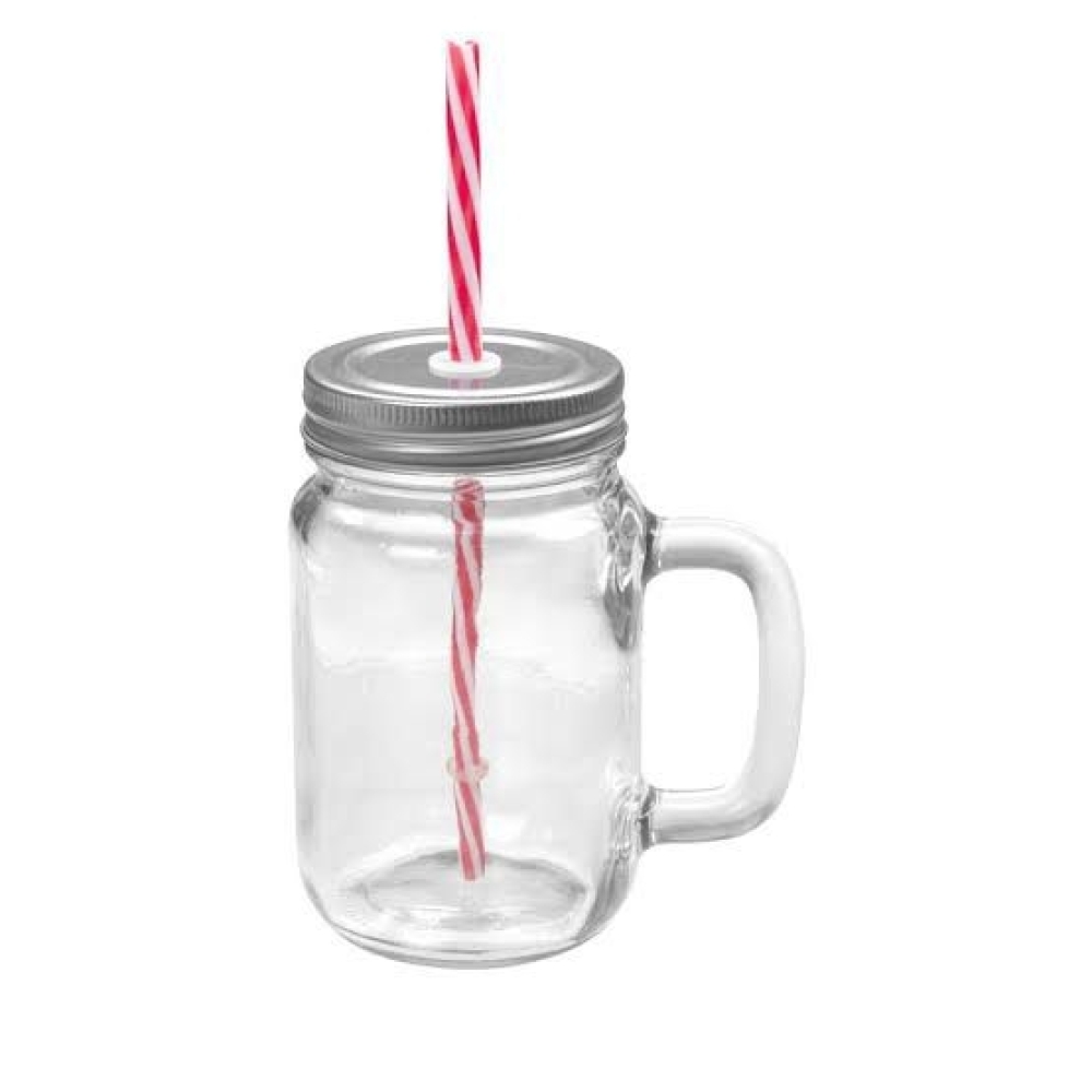 Caneca /copo de vidro com tampa e canudo -Caneca copo de vidro Mason Jars com tampa e canudo