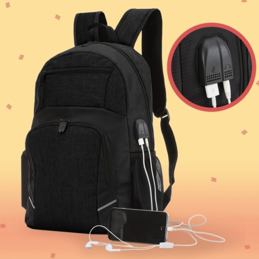 Mochila para Notebook com saída USB e Áudio