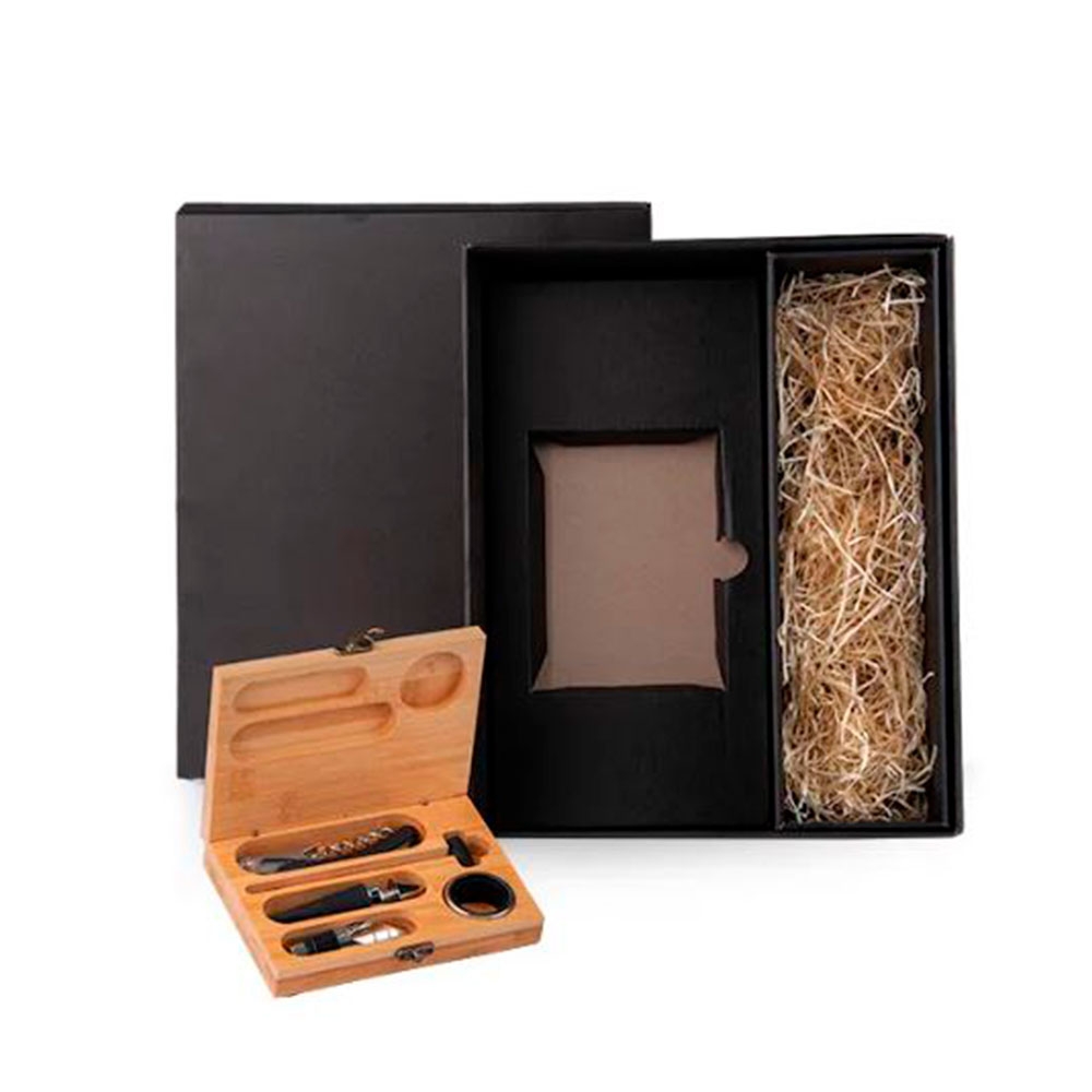 kit Vinho  com  estojo em bambu
